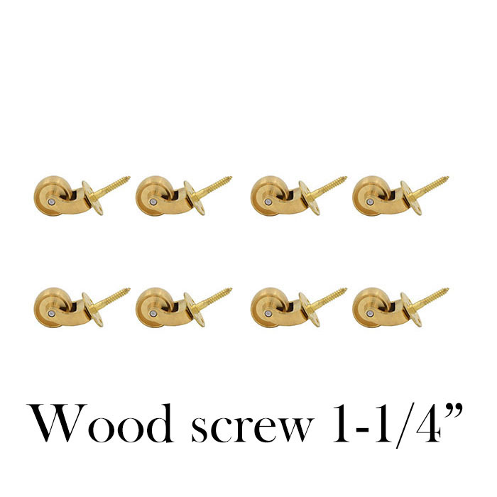 8個セット ブラス(真鍮)キャスター 1-1/4” ウッドスクリュー(木ネジ)拍卖