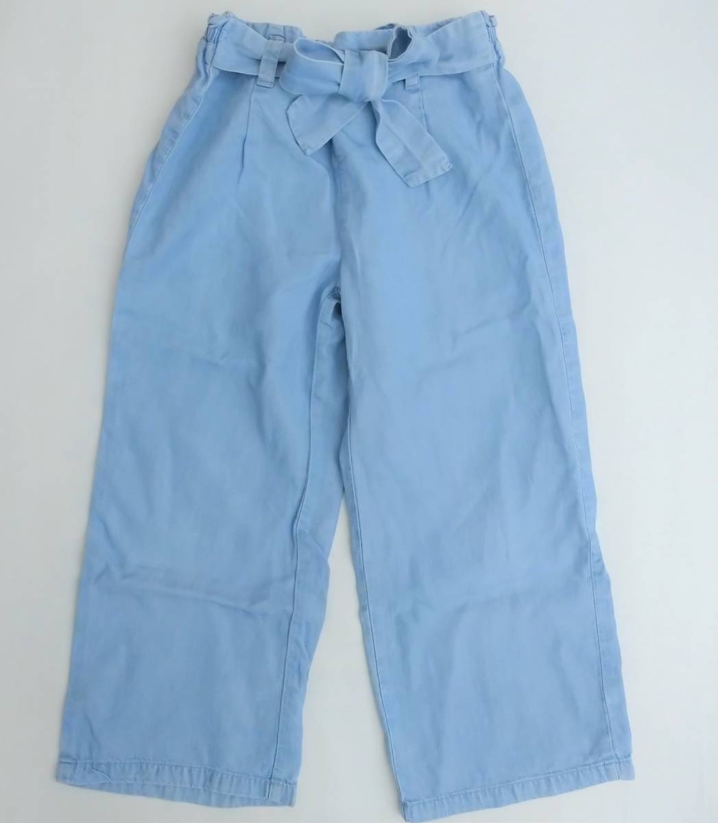 H&M リボンベルトワイドパンツ 120cm 5~6歳 デニム拍卖