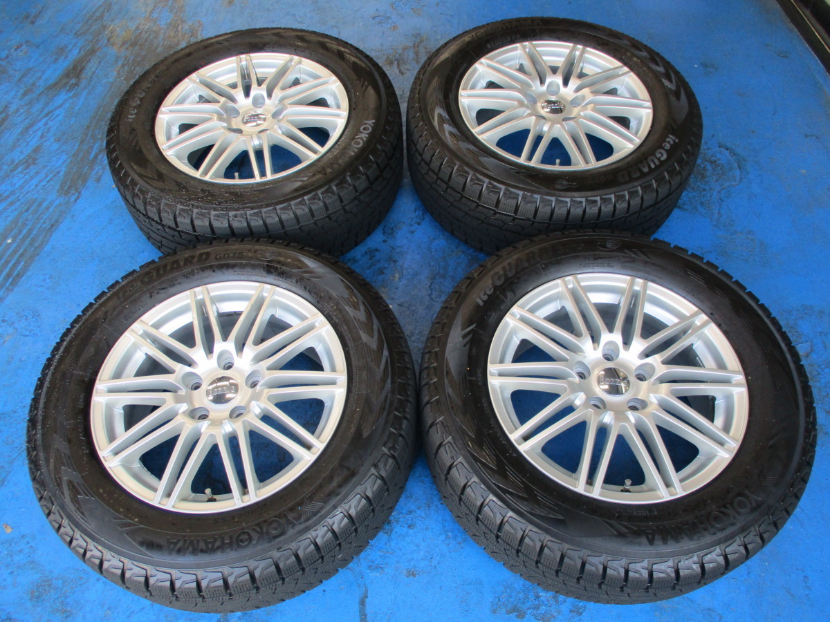 中古 タイヤホイールセット 4本 BOSSIO グランドチェロキー外し 18インチ ヨコハマ アイスガード G075 265/60-18拍卖