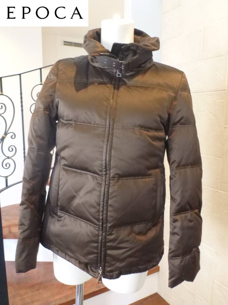 美品 EPOCA エポカ★ 茶 ブラウン 羊革ベルト ダウンジャケット 40 M相当拍卖