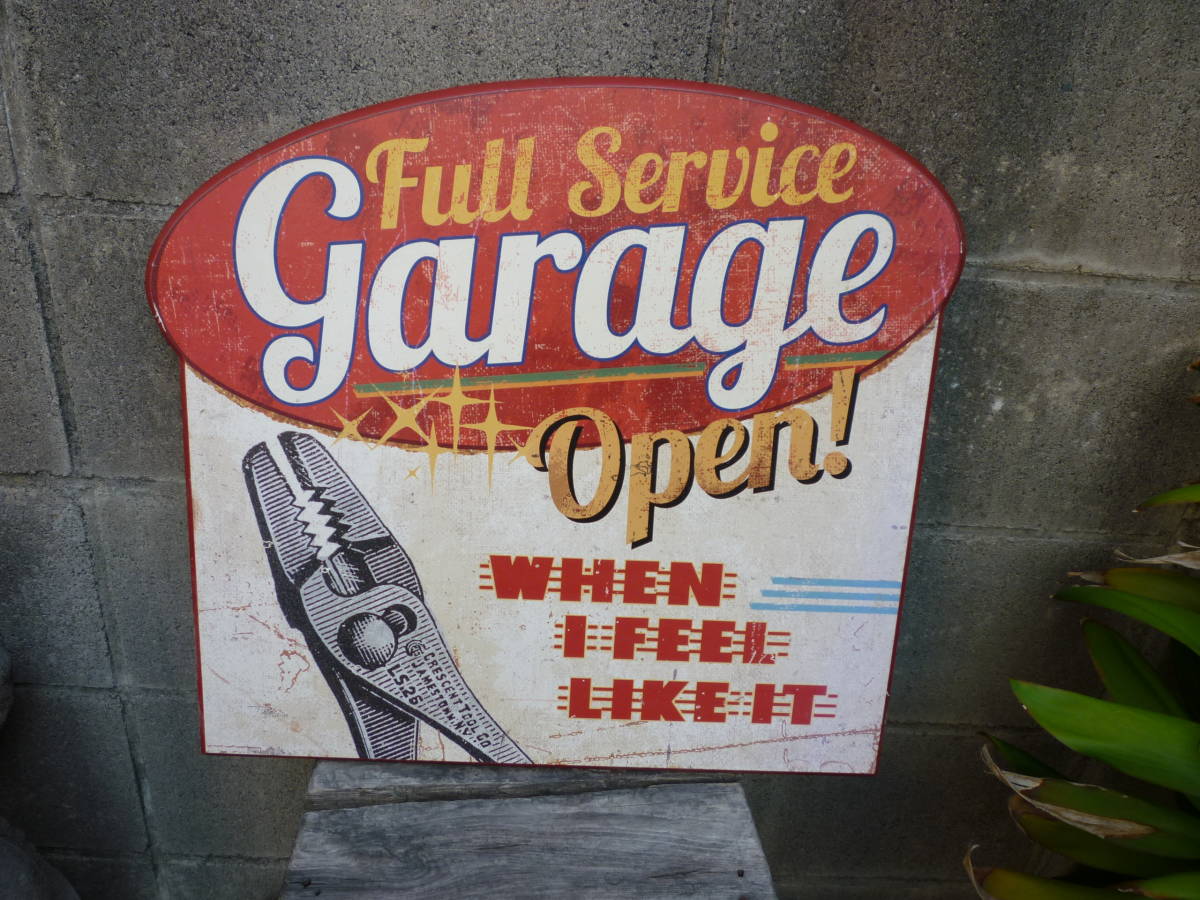 アメリカンなガレージ 看板 Garage OPEN ペンチ 工具/SIGN OF THA TIMES カリフォルニア US 旧車 アメ車 バイク 整備工場 ハーレー拍卖