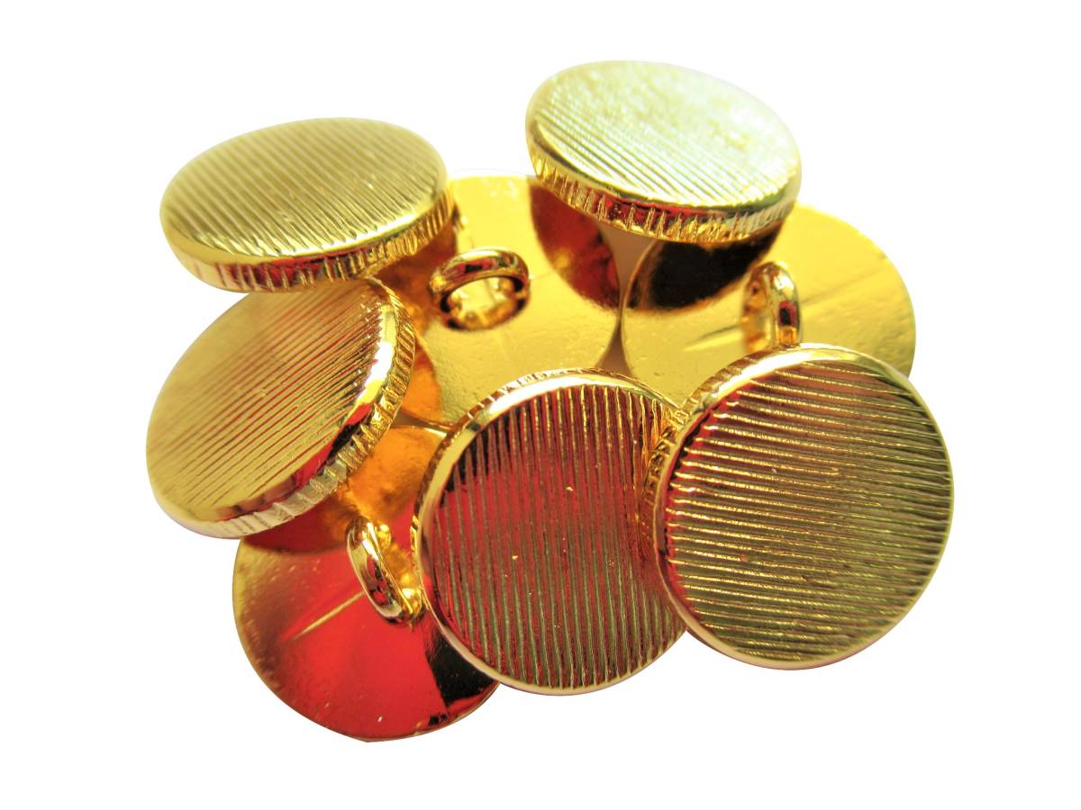 手芸 和洋裁用釦 ボタン 金ボタン ストライプ柄メタルゴールド金属(13mm10個)13bbz15-13拍卖