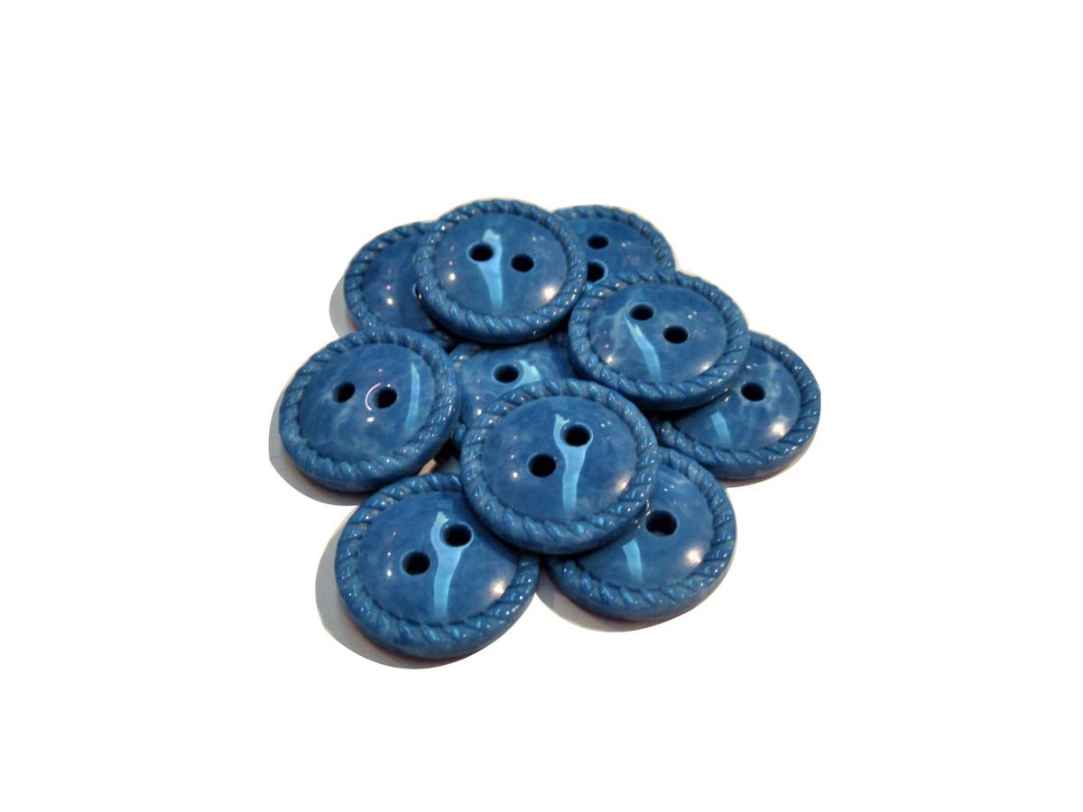 手芸 和洋裁用釦 ボタン ヴィンテージ風ボタン(15mm10個入り)ブルー系 b2077-01拍卖