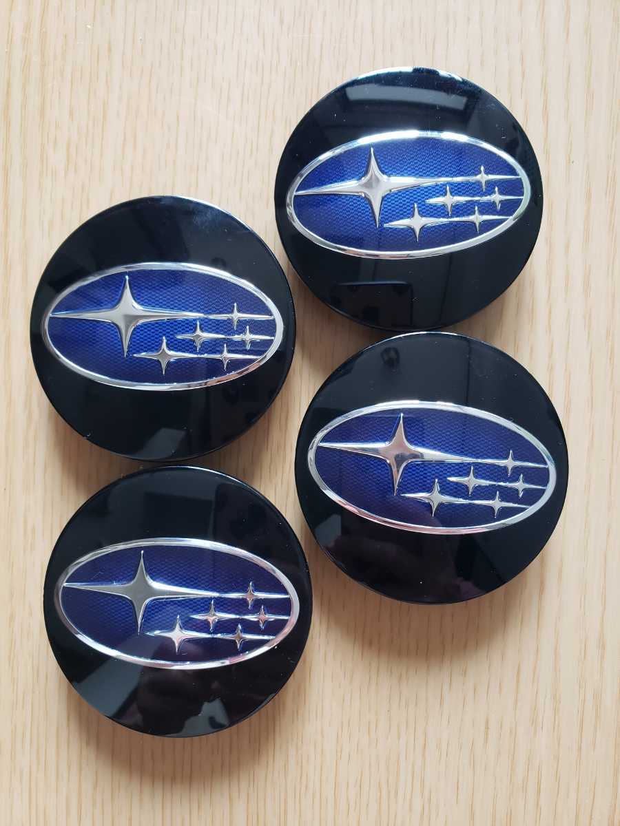 ≪68≫ ★スバル 純正品 ★ 黒/青 アルミホイール用センターキャップ 中古4枚 外径約59mm♪♪拍卖