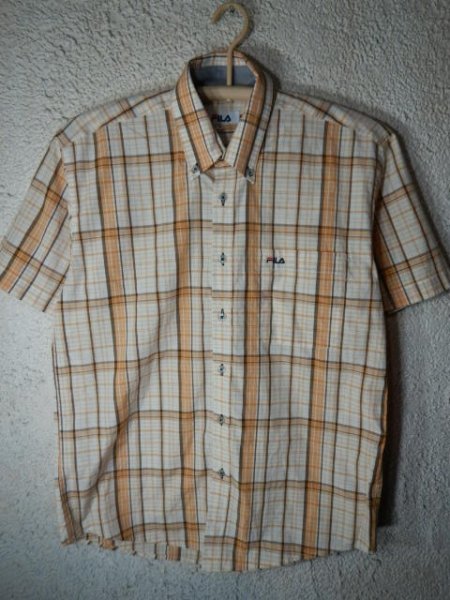 n7144 FILA フィラ 半袖 チェック デザイン ボタンダウン シャツ BDシャツ 人気 送料格安拍卖