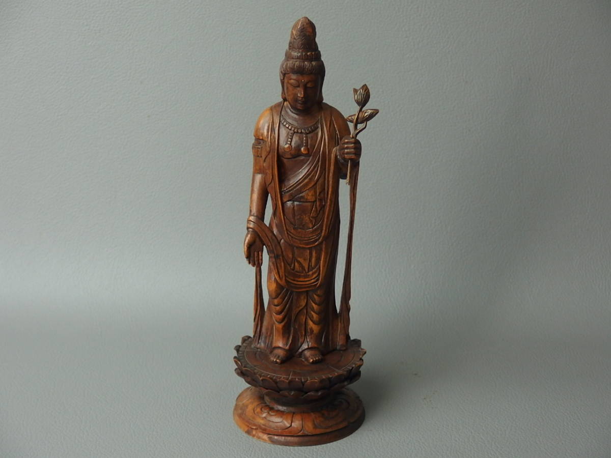 【骨董・彫刻】★仏教美術 木彫★★観音立像 dk044yb.8拍卖