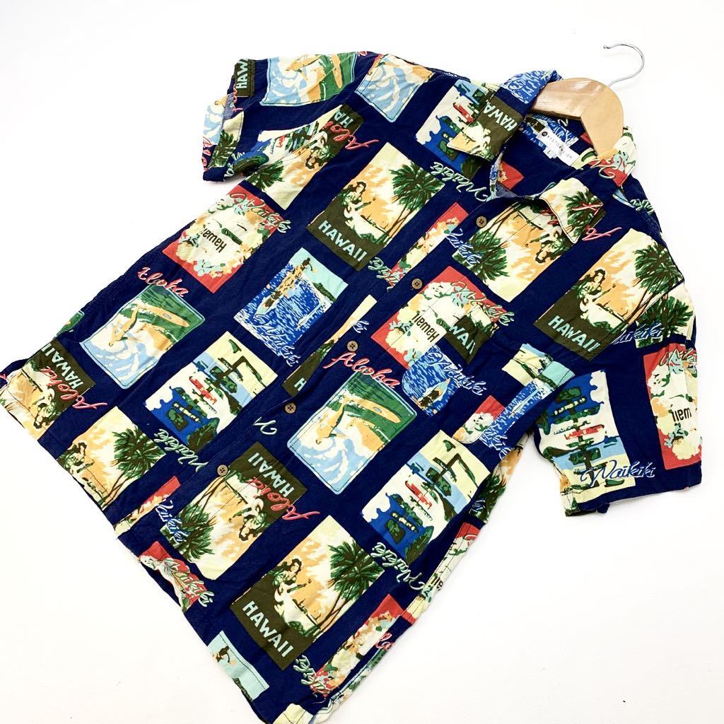 レストレーション ☆ Restoration レーヨン アロハシャツ ハワイアンシャツ ハワイ柄 L 秀逸 場面デザイン♪ 春夏 定番 着心地◎■FE167拍卖
