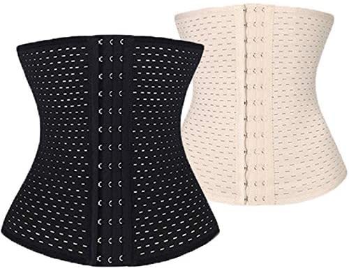 VIC ウエストニッパー コルセット VIC ボーン内蔵 レディースくびれ 通気 伸縮 女性用 2枚セット ブラック ベージュ お買い得拍卖
