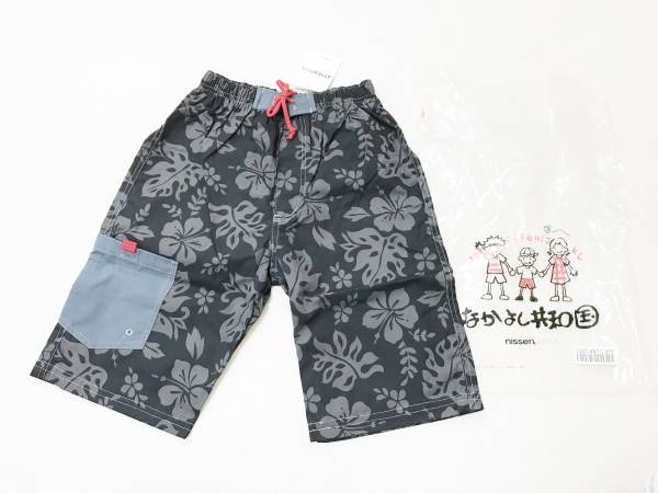●男の子水着 140●NECESSARY KIDS★キッズ子供水着・ハイビスカス柄・メッシュインナーパンツ付き海パン拍卖
