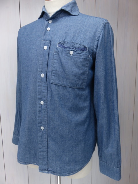 【送料無料】SHIPS シップス 長袖シャツ 開衿シャツ 水色 S拍卖