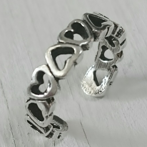 足指用指輪 激安トゥリング オープンハート 4mm幅 シルバー925 ピンキーリングにも拍卖