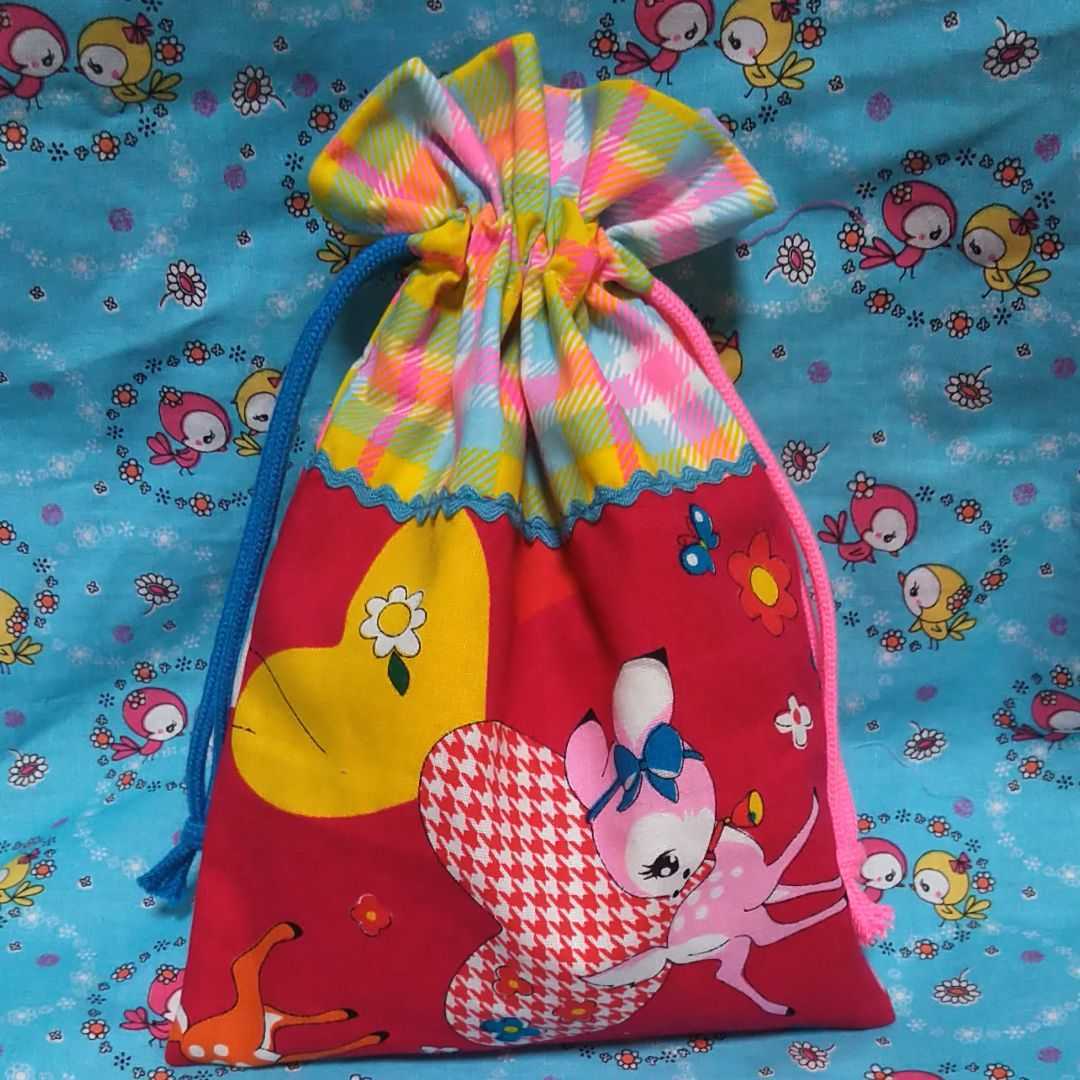 2K-51 ハニーチューン巾着袋 ピンクス pinks パッチワーク ハンドメイド コップ袋 給食袋 ピンクスpinks拍卖