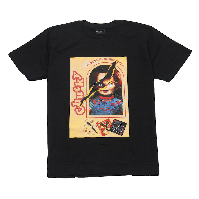 チャッキー チャイルドプレイ アメリカ CHUCKY 映画Tシャツ キャラ 人気 デザインTシャツ おもしろTシャツ メンズ 半袖 ★tsr0736-blk-m拍卖