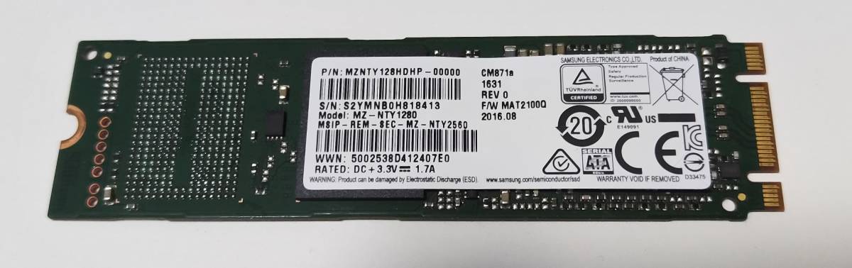 SAMSUNG MZ-NTY1280 CM871a m.2 SATA SSD 128GB 消去済 送料無料 拍卖