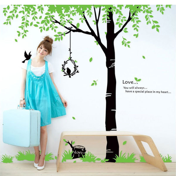 ウォールステッカー 木 ツリー リース 小鳥 stump 貼るだけ 送料無料拍卖