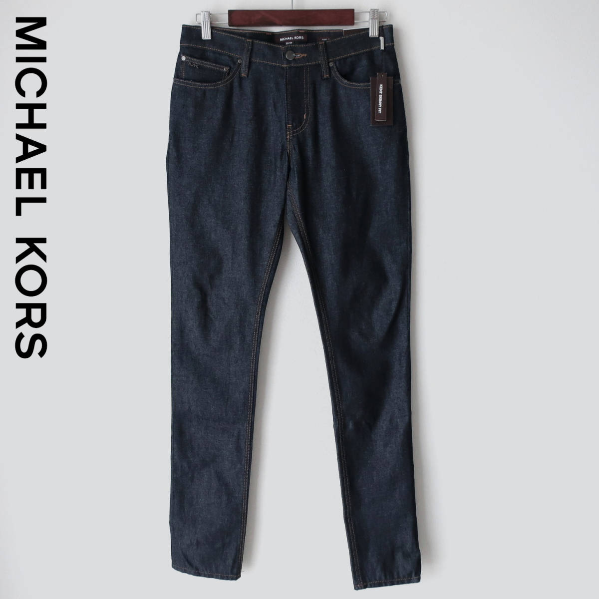新品 未使用 MICHAEL KORS マイケルコース ワンウォッシュ スリム 細身 ジーンズ デニム スキニー パンツ インディゴ メンズ W29 Sサイズ拍卖