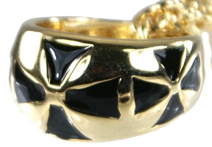 ブラックエポキシ樹脂染め ユニオンジャック クロス リング 指輪 22号 チェーン長め54cm ネックレス ペンダント アクセサリー ゴールド拍卖