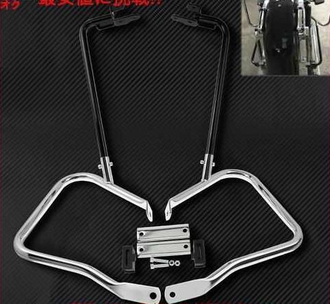 クローム ハーレー用オートバイパニエサポートバープロテクターセットストリートグライドロードキングロードグライドFLHX FLHR拍卖