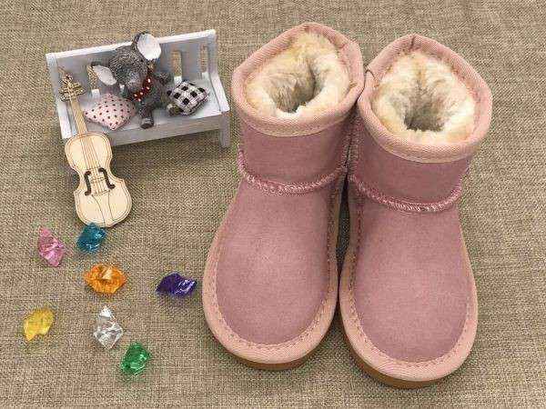 女の子男の子のブーツ冬暖かい足首キッズスノーブーツ子供暖かい靴_ピンク_18cm拍卖