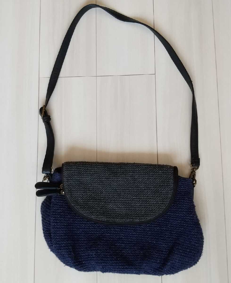 ◎●(305)ネイビー×グレー ショルダーバッグ拍卖
