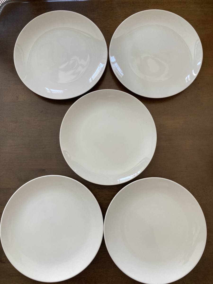白磁 中皿 ホワイト 5枚 プレート 直径約21.8センチ拍卖