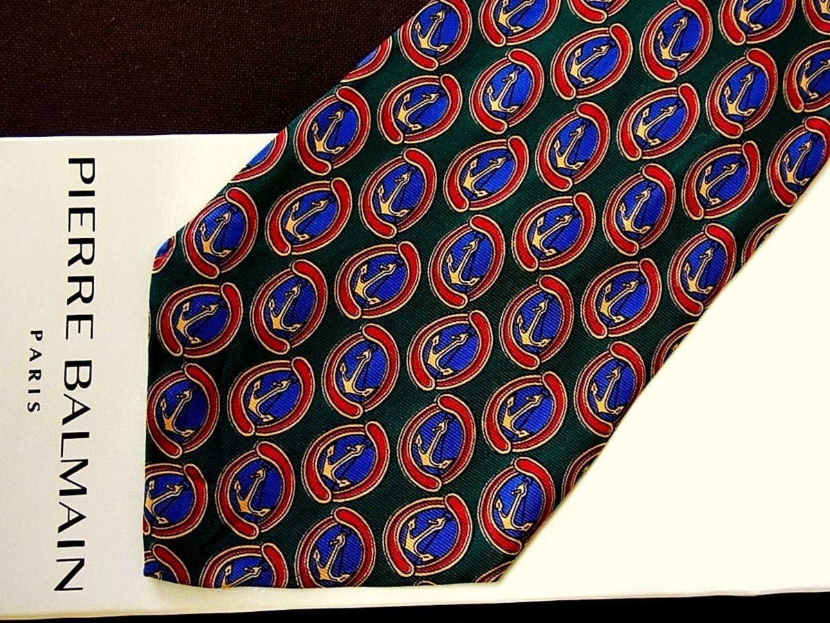 ♪24079C♪良品【イカリ 碇 柄】 ピエールバルマン【PIERRE BALMAIN】ネクタイ拍卖