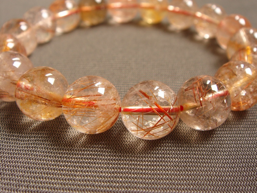 ☆極上品,開運UP,高透明天然6A級赤金銅針ルチルブレスレット12mmSP2拍卖