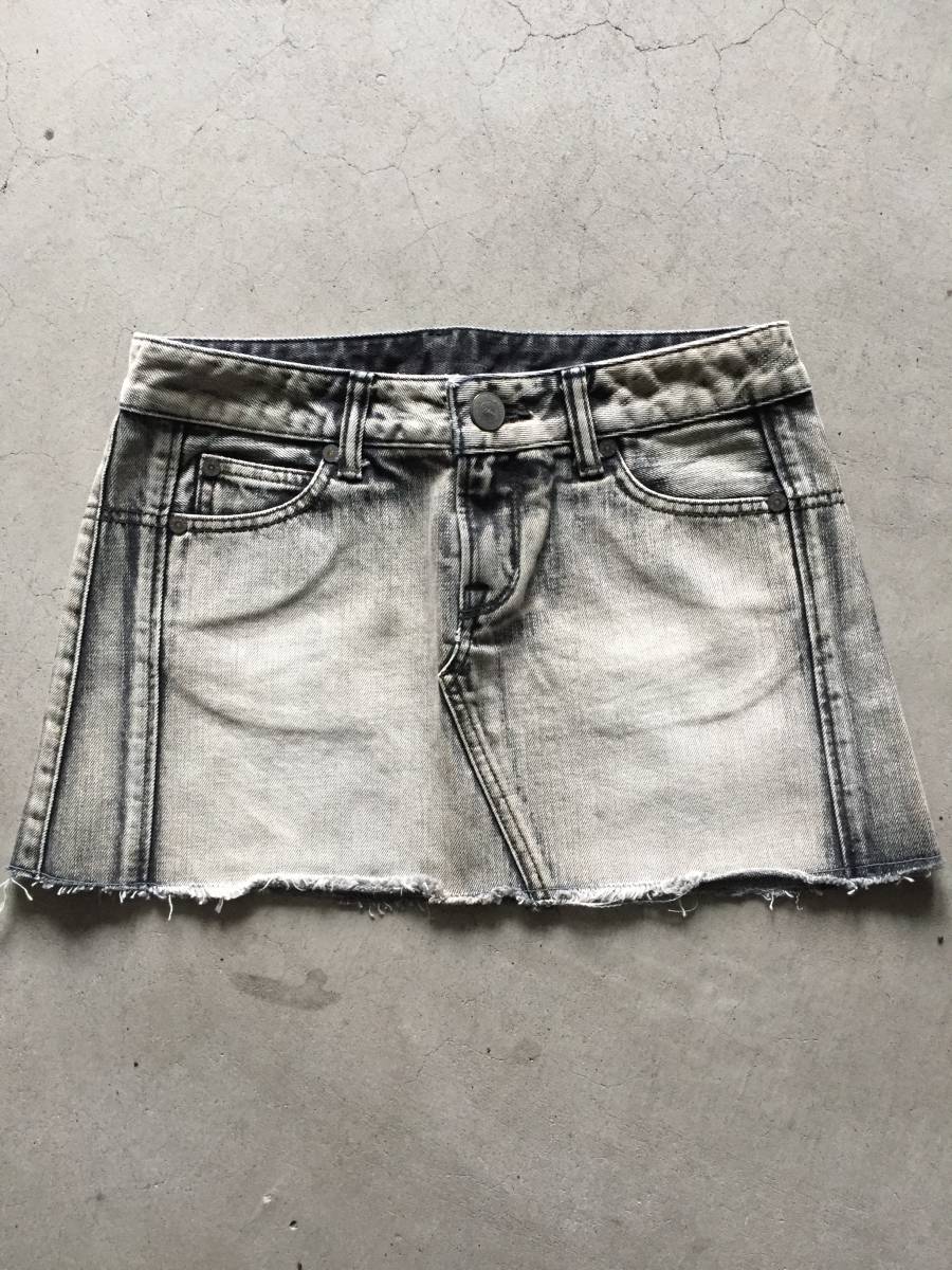 BLACK BY Moussy レディース ブラックデニムスカート サイズM ブラックデニムユーズド加工拍卖