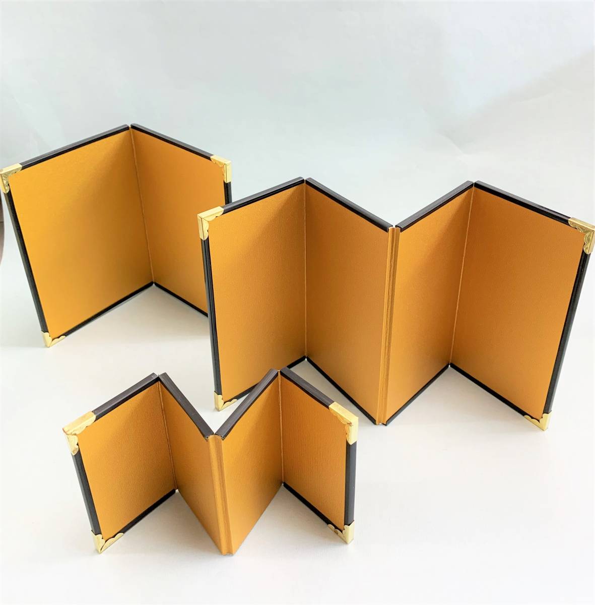 花とら●ミニ金屏風 金屏風 人形用 細工物用 押絵用 卓上 サイズ違いまとめて3点 2曲 4曲 4-9拍卖