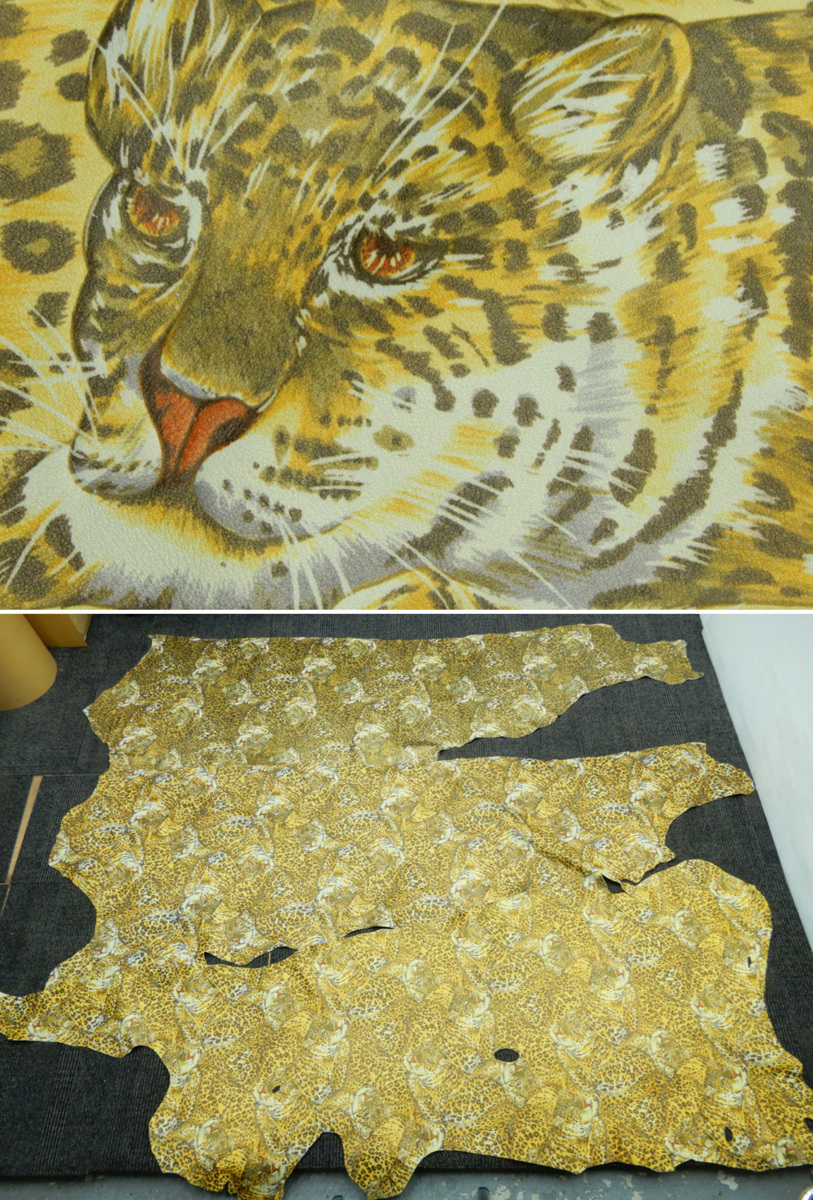 ◆◎3) 本革 大判ハギレ 5枚セット! 豹のイラスト柄 豚革 ピッグスキン 豹柄 ヒョウ柄 チーター ブタ革 レザークラフト アニマルプリント拍卖