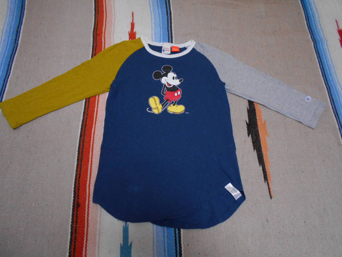 1960S ミッキーマウスMICKEY MOUSE BEAMS CHAMPIONチャンピオン ランタグ ディズニーランド ビンテージ アメカジ七分袖ラグランTシャツ拍卖