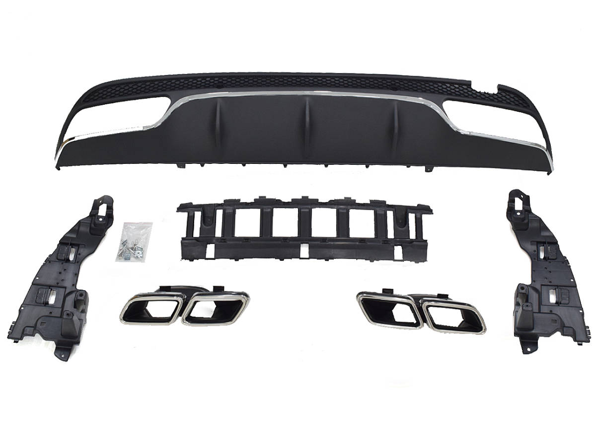 W205 リア ディフューザー マフラーカッター 前期C63type AMGライン対応 メルセデス ベンツ Cクラス 国内発送 即納 カスタム エアロ 外装拍卖