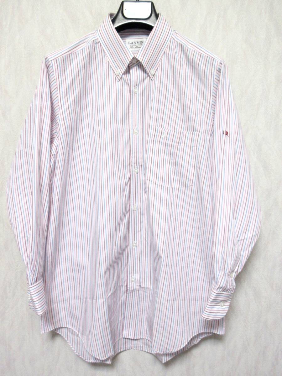 LANVIN ランバン ボタンダウンシャツ ストライプ 長袖 袖短 白 赤 青 yg781拍卖