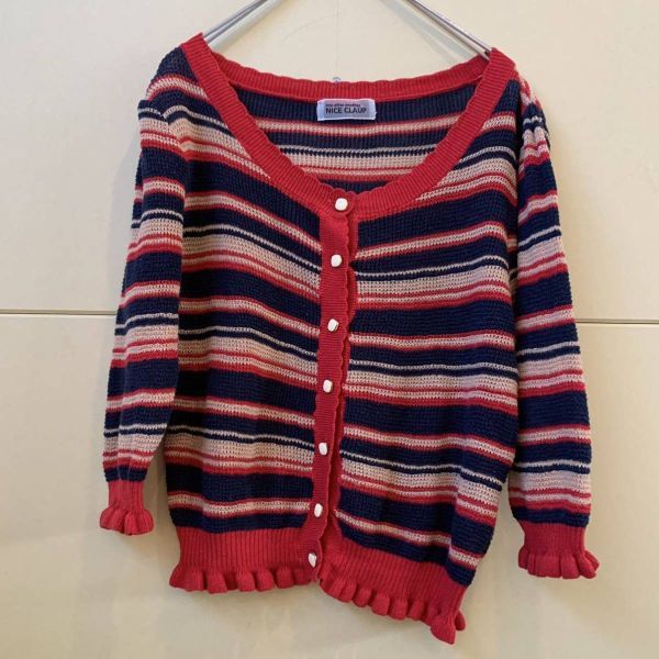 美品 NICE CLAUP レトロカーディガン リネンカーディガン カーディガン 薄手カーディガン 293拍卖