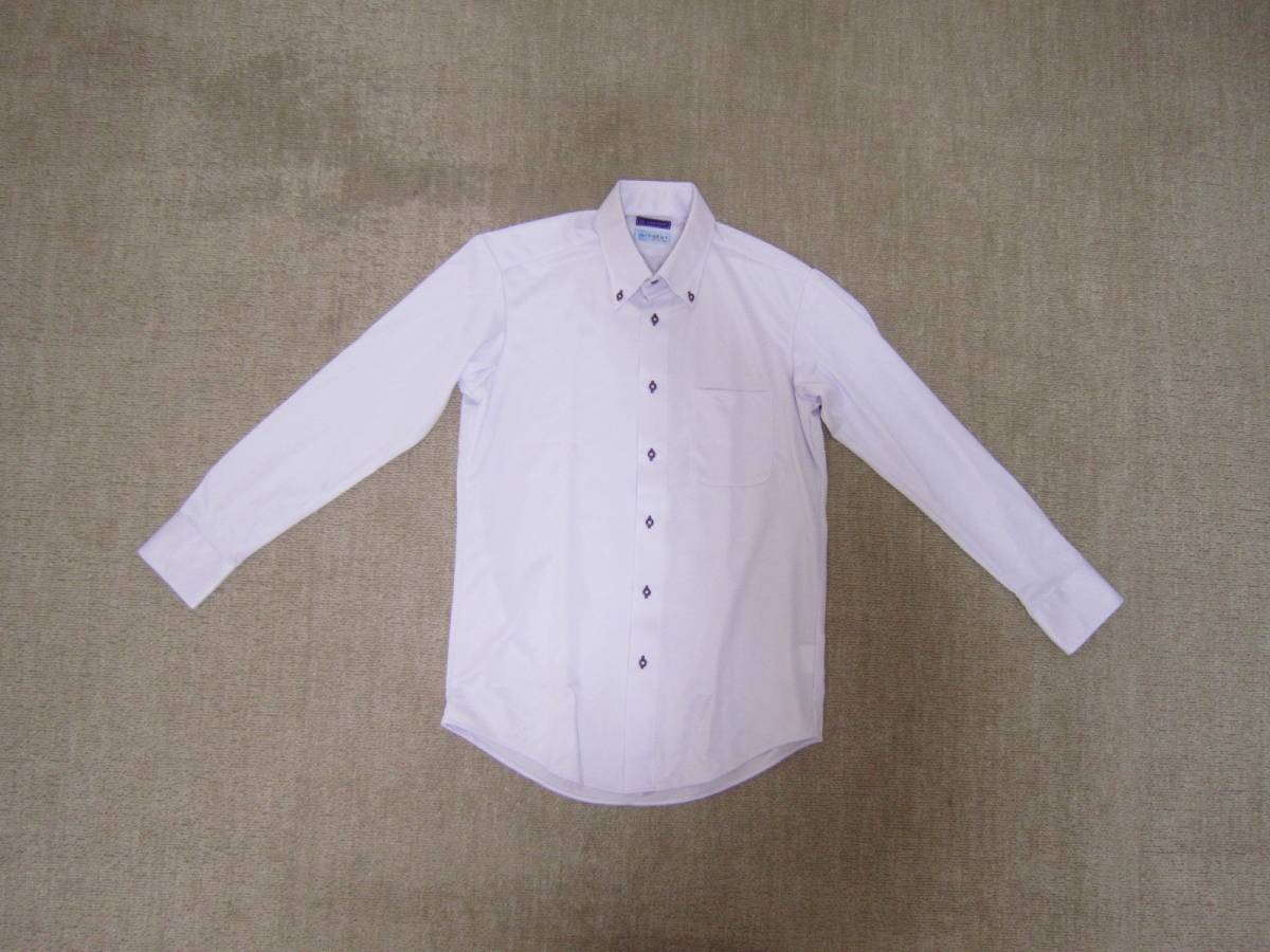 PSFA ノーアイロン アイシャツ 長袖 L 41-84 ライトパープル ワイシャツ メンズ ビジネズ シャツ [ifx拍卖