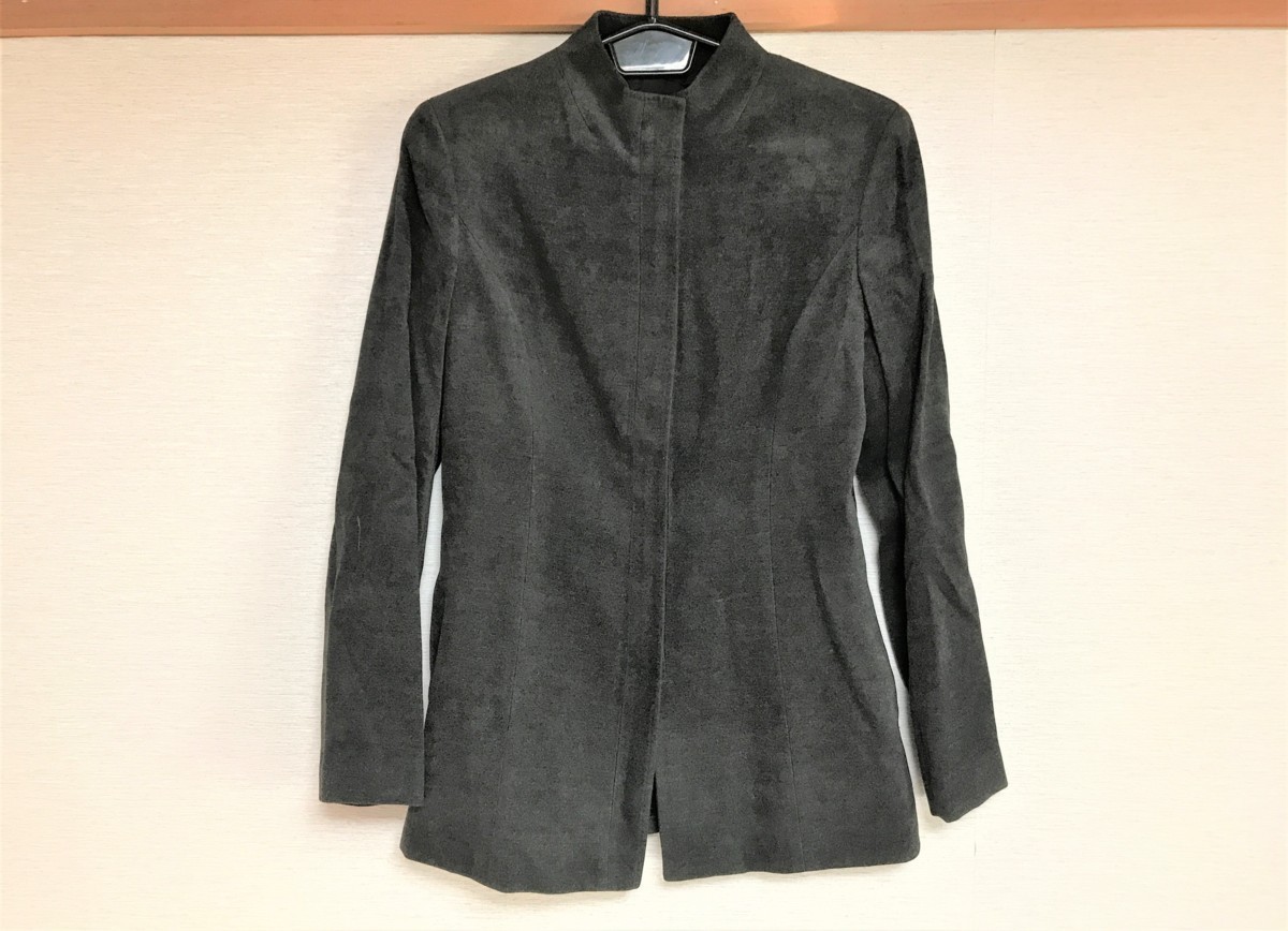 ■【YS-1】 アンクライン ANNE KLEIN ? ■ スタンドカラー ジャケット ■ グレー系 9号 M 【東京発 手渡し可能】■D拍卖