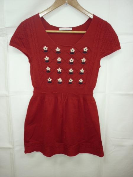 【YS-1】■パラビオン レディース 半袖ニットシャツ 赤色系■拍卖