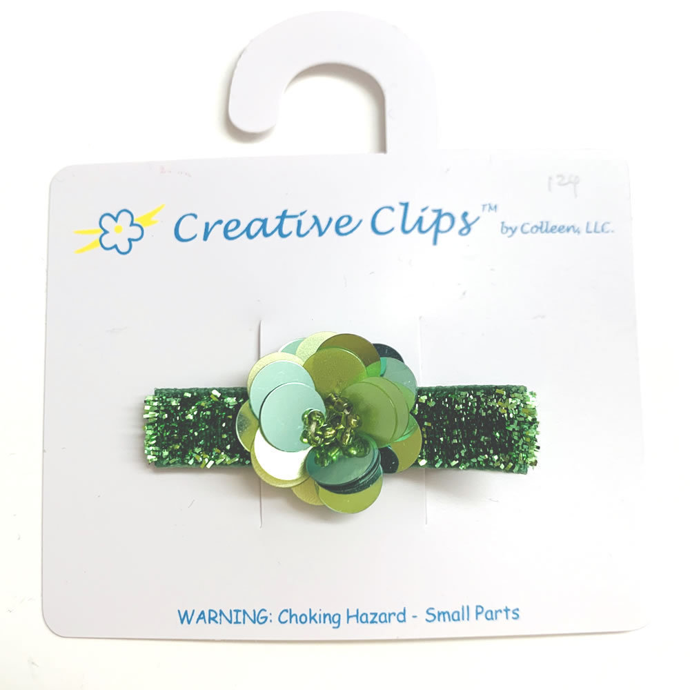 ヘアクリップ (ベビー キッズ用) ヘアピン (グリーン 花)拍卖