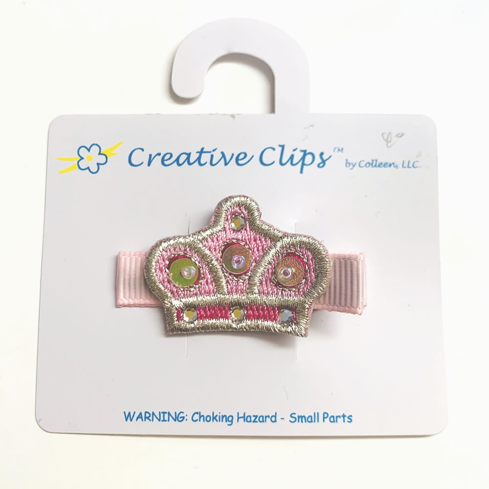 ヘアクリップ (ベビー キッズ用) ヘアピン (ライトピンク 王冠)拍卖