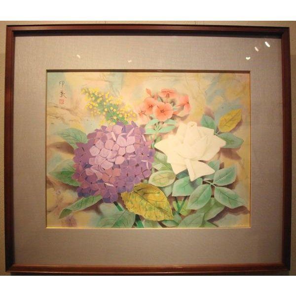 ◆即決◆ 堂本印象「かがやく花」リトグラフ・10号(芸術院会員)拍卖