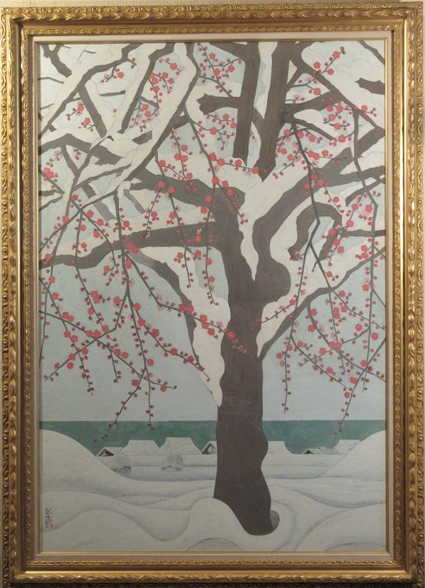 上田臥牛 「早春風景」 日本画 60号 個展出品作(日動画廊)拍卖