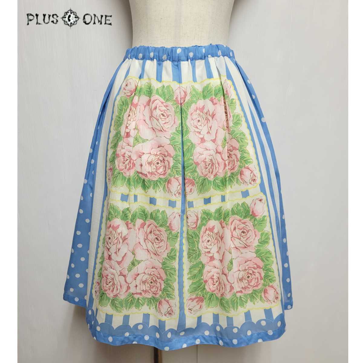 【Emily Temple Cute】アンティークハンカチプリントスカート ブルー / エミリーテンプルキュート バラ 薔薇 Rose拍卖
