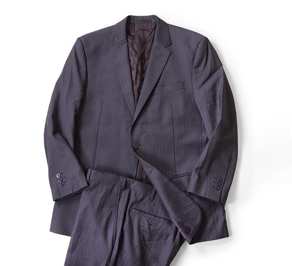 VERSACE COLLECTION ◆セットアップ スーツ ボルドー サイズ50 ピンストライプ ジャケット パンツ ヴェルサーチ ◆ZX13拍卖