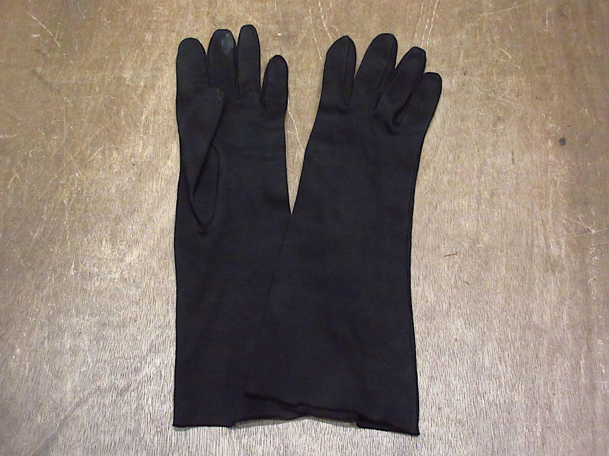 ビンテージ~20's●レディースグローブ黒8●220508i5-w-glv 1910s1920s手袋アンティーク無地コットン拍卖