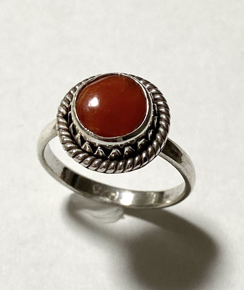 珊瑚リング シルバー925 SILVER 山珊瑚 サンゴ コーラル カラーストーン 天然石 アクセサリー拍卖