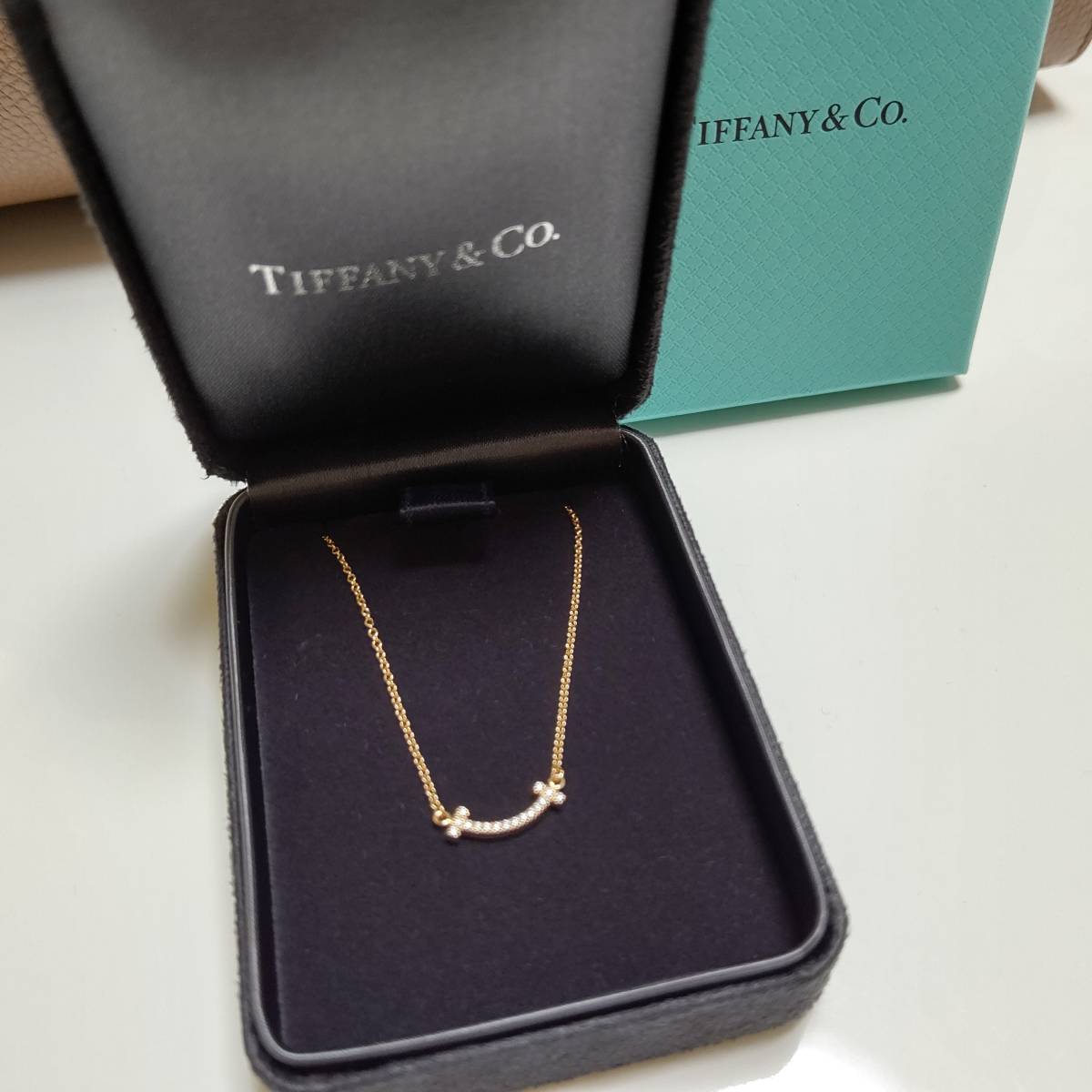 TIFFANY ネックレス スマイルミニネックレス ダイヤ 美品 正規品 ティファニー ローズゴールド拍卖