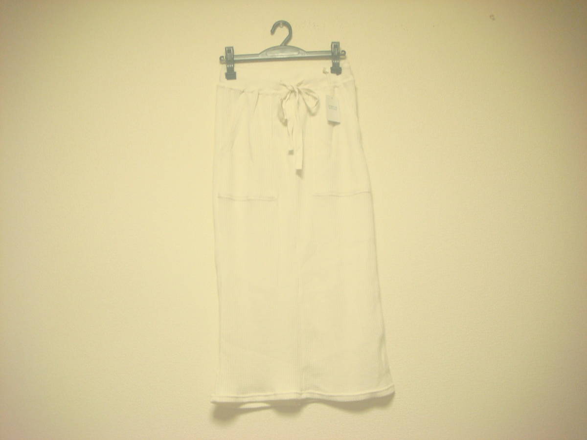 レトロガール ワッフル生地 ロング タイト スカート 生成り タグ付き未使用 新品拍卖