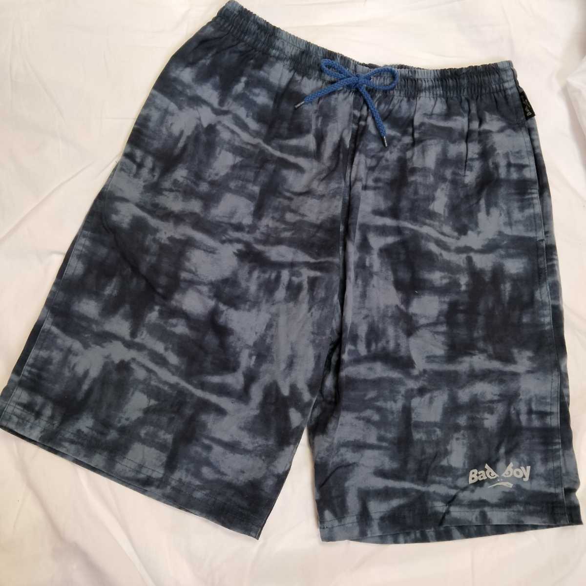 メンズ水着 bad boy コットン L 水着 丈51 模様 紺系 000731拍卖