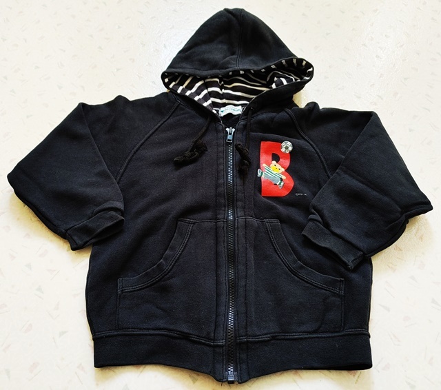 100㎝ LITTLE BEAR CLUB 長袖 フルジップ フード パーカー クマ柄 黒拍卖