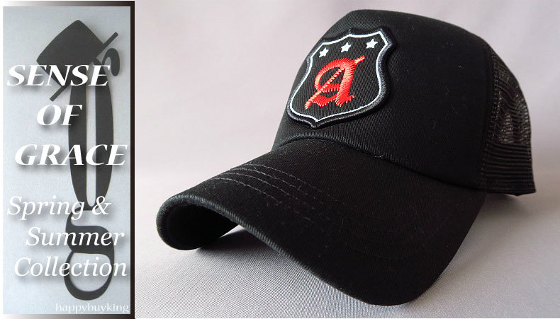 graceグレース★エンブレムワッペンメッシュキャップ【黒】新品 刺繍 サイズ調節可能 男女兼用 センスオブグレース拍卖